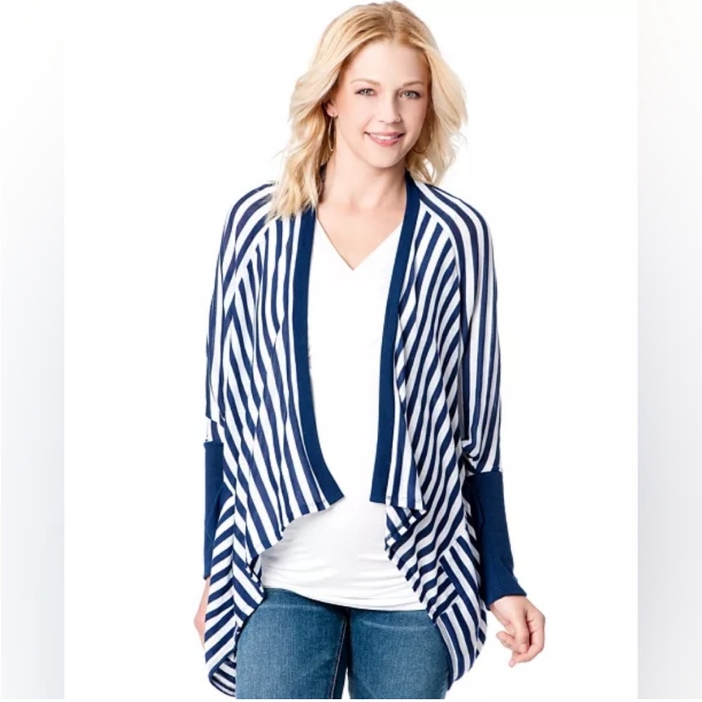 Jessica Simpson Maternity Cardigan sweater Size‎ S/M striped navy white pockets